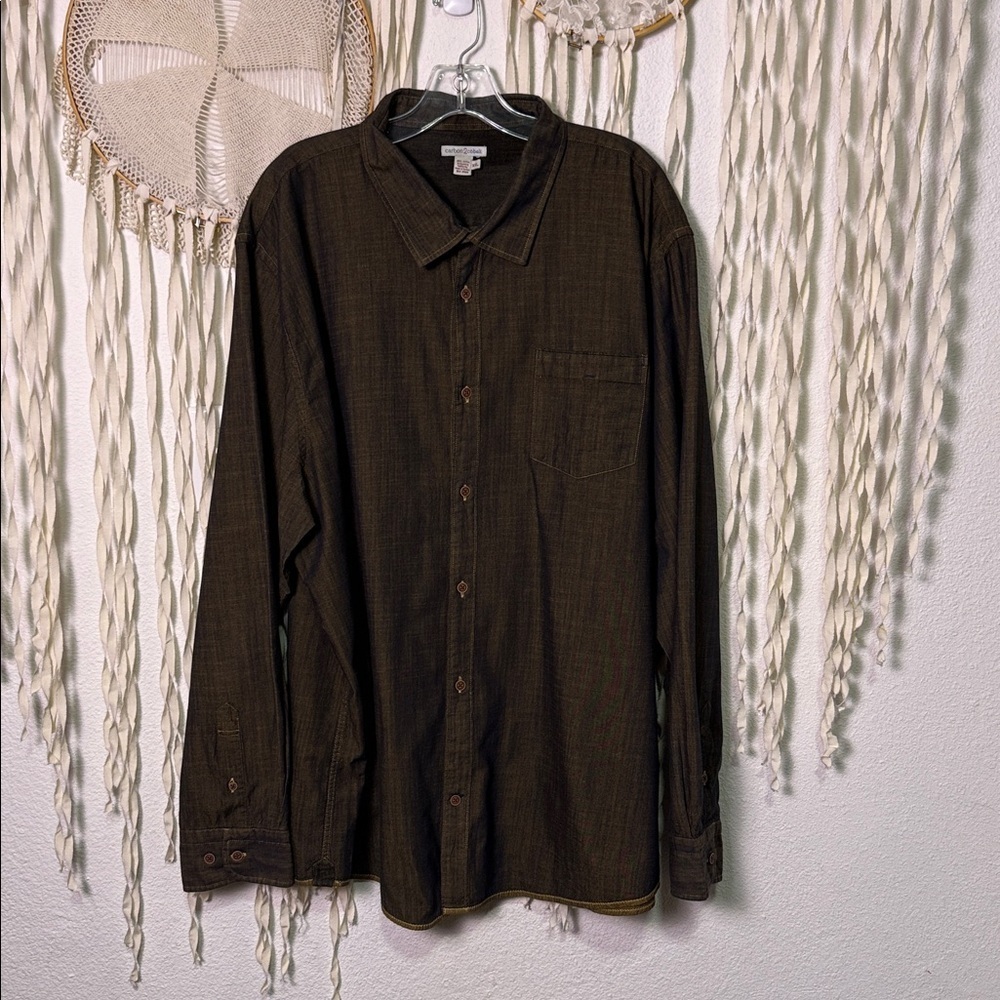 Carbon2Cobalt Men's Brown Long Sleeve Button Down Shirt Size XXL